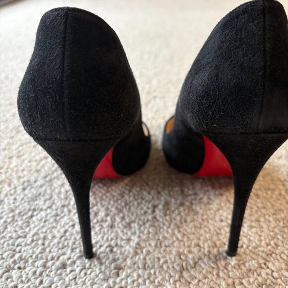 Christian Louboutin Pigalle Follies Black Suede Stiletto Pointed Toe Heels 39.5 - Picture 6 of 16